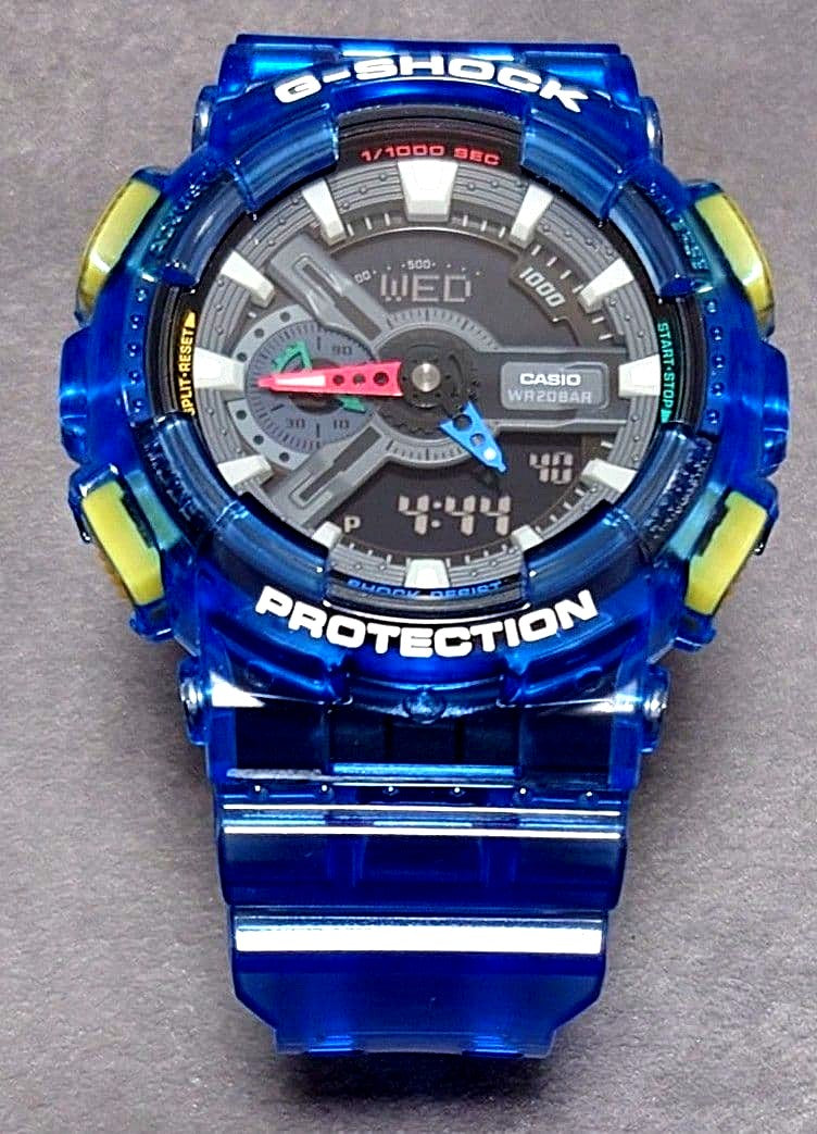 Casio G-Shock GA-110JT-2AJF watch with skeleton design and bright colors, Japan import, unused condition