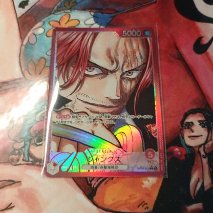 Red Shanks One Piece OP06-001 Parallel Leader trading card from the One Piece TCG