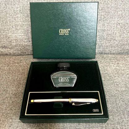Cross Townsent Fountain Pen Gift Green Ink Bottle Gold