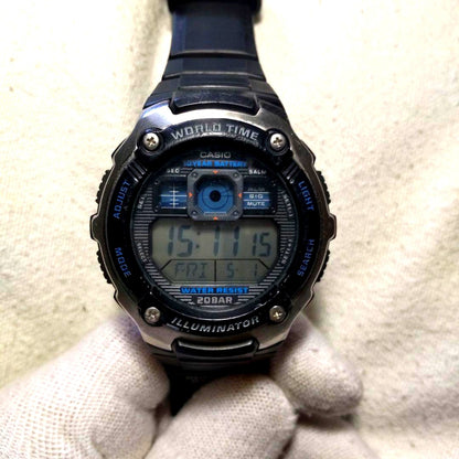 Casio W-800H digital watch with black resin band and 20 bar water resistance