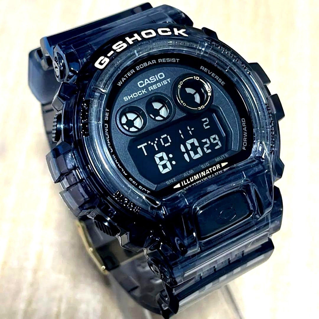 Casio G-Shock GD-X6900 Skeleton Black Watch with new bezel and band, Japanese import, displayed on white background.