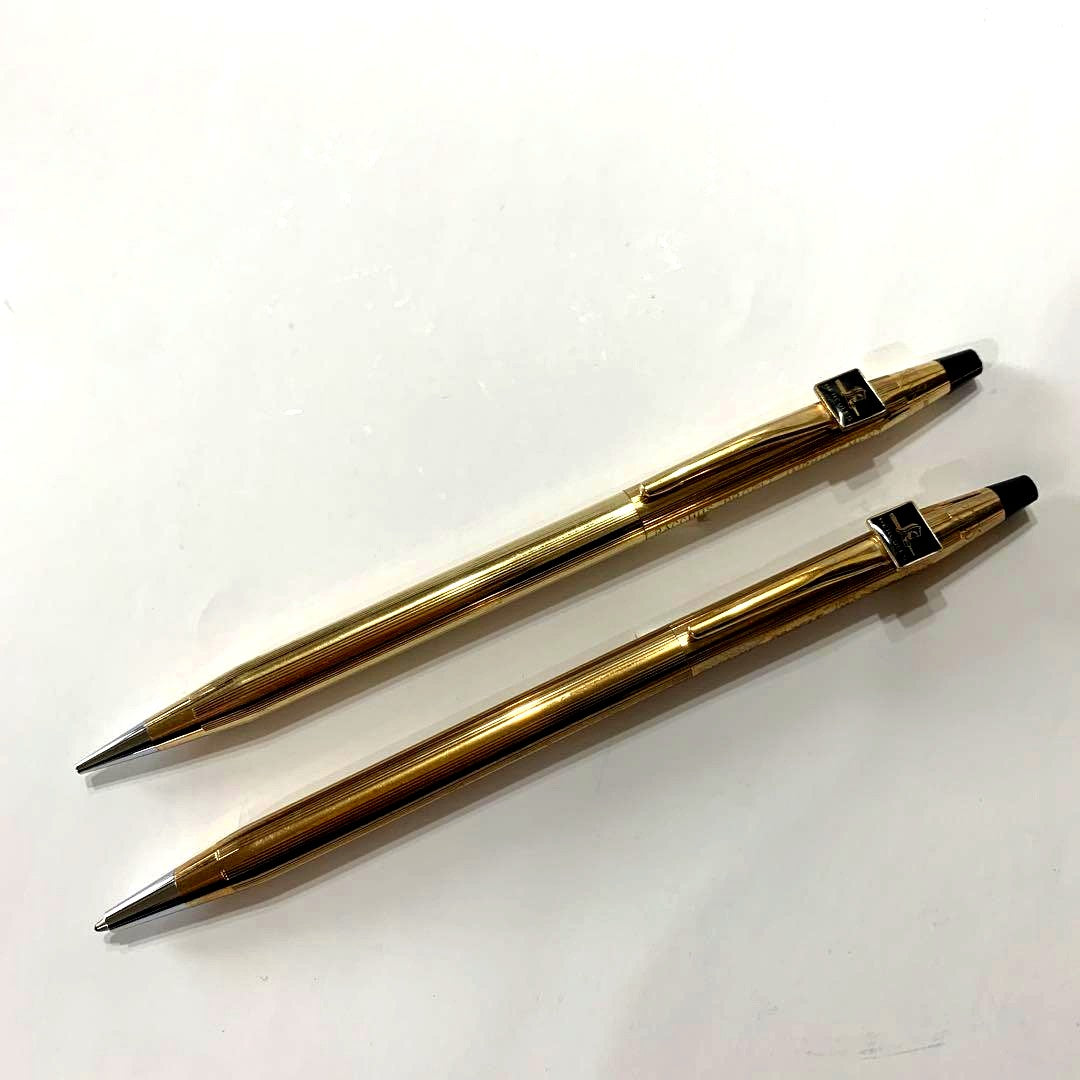 Cross Vintage 1980s USA Made 10KT Gold Filled Pen Set with Mechanical Pencil and Ballpoint Pen