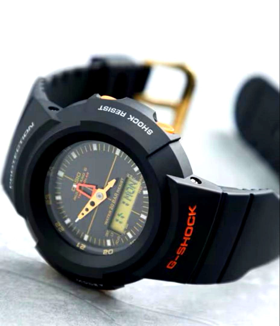 Casio G-Shock AWG-M520UA United Arrows Edition watch showing black dial and band with digital and analog display