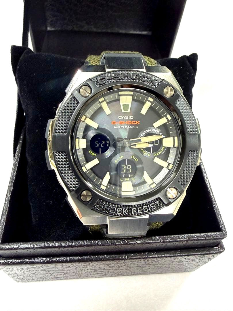 Casio G-Shock G-Steel GST-W330AC-3AJF green tough leather nylon band radio solar watch Japan import