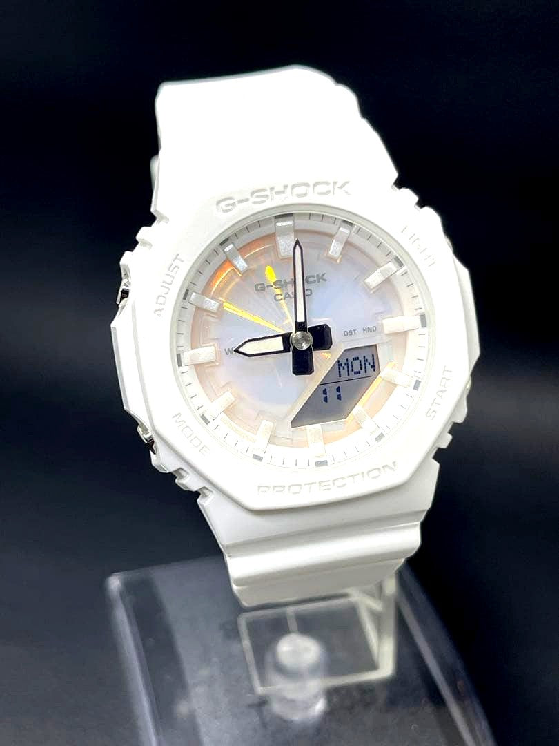 Casio G-Shock Mini Series GMA-P2100PC-7AJF watch with polarized white dial and biomass plastic band