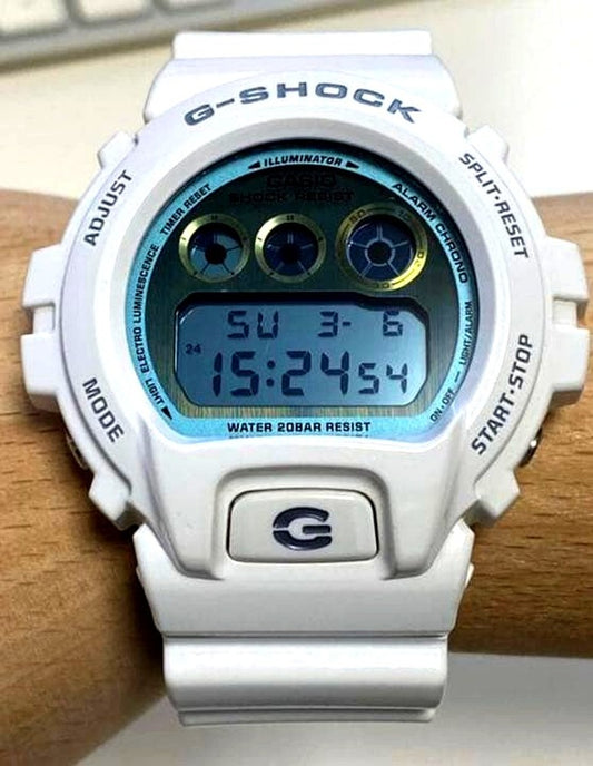 Casio G-Shock DW-6900 vintage white three-eyed mirror watch with limited edition design