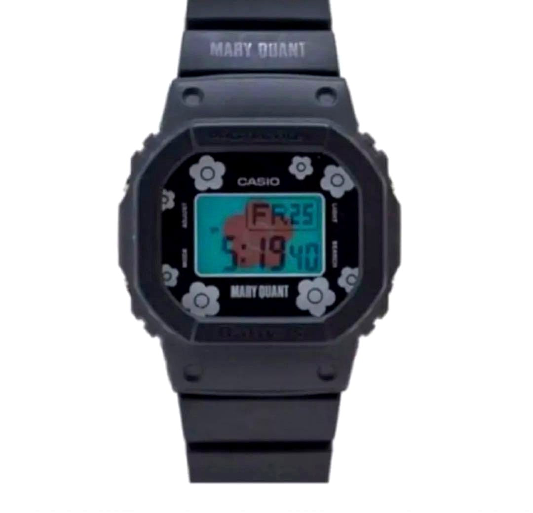Mary Quant Baby-G black wristwatch Japan import with digital display and black strap