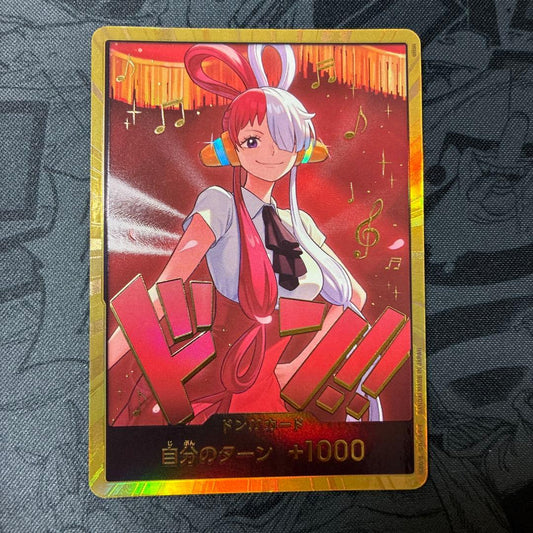 One Piece Hero’s Edition EB-03 Uta Gild Don single collectible card in protective sleeve