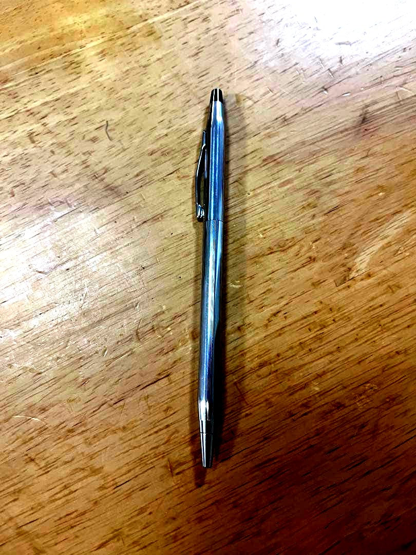 Cross Silver Twist Ballpoint Pen with slim, sleek body and classic design imported from Japan