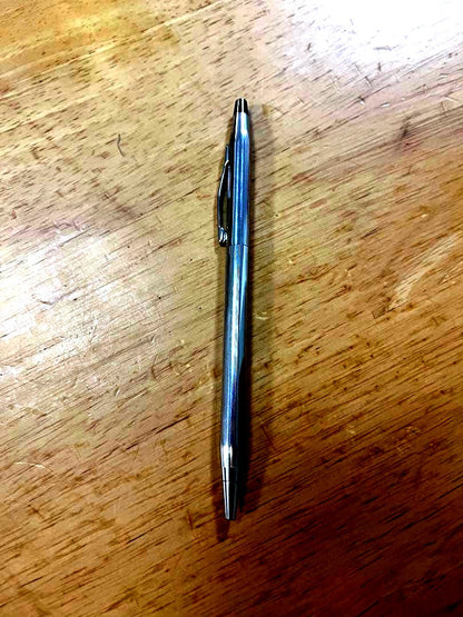 Cross Silver Twist Ballpoint Pen with slim, sleek body and classic design imported from Japan