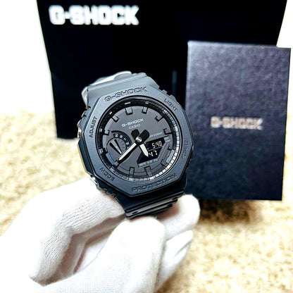 Casio G-Shock GA-2100-1A analog-digital watch in black with carbon fiber reinforced resin case
