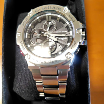 Casio G-Shock GST-B100D-1AJF black solar radio movement watch with box and manual