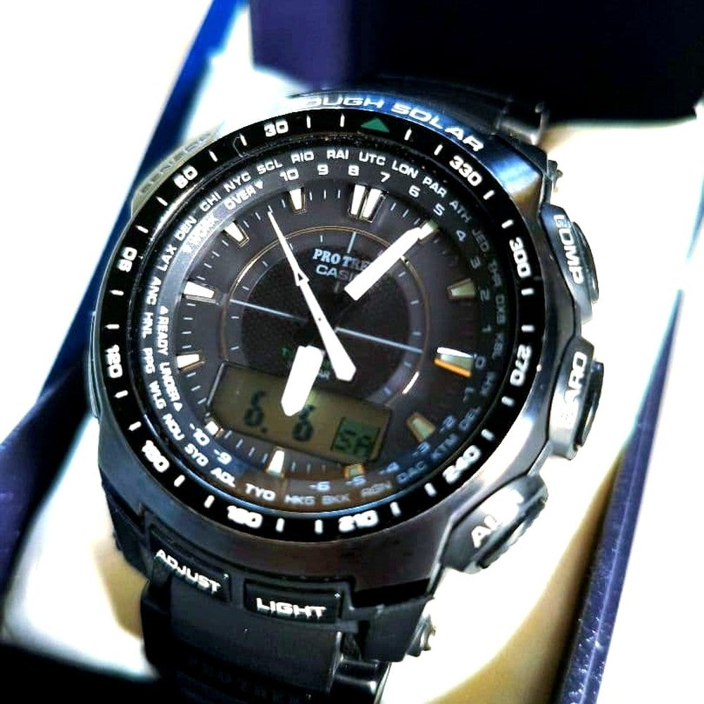 Casio Pro Trek PRW-5100-1JF black radio solar multi band 6 digital-analog watch Japan import