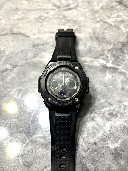 Casio G-Shock GST-W300G black solar radio wave watch with stainless steel and rubber band