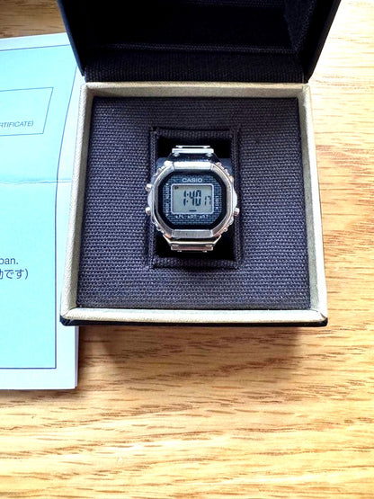 Casio Digital Watch CRW-001-1 Silver ring type with digital display, showing minor wear on backside
