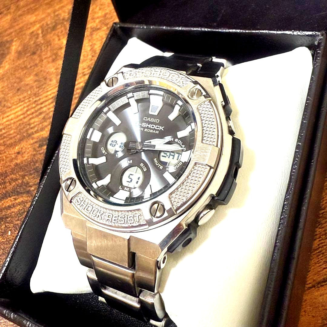 Casio G-Shock G-Steel GST-S330D stainless steel watch with digital and analog display