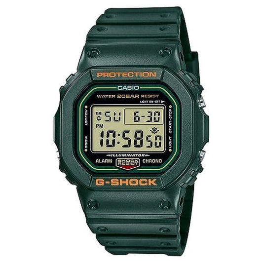 Casio G-Shock DW-5600RB-3JF green retro speed model wristwatch with digital display