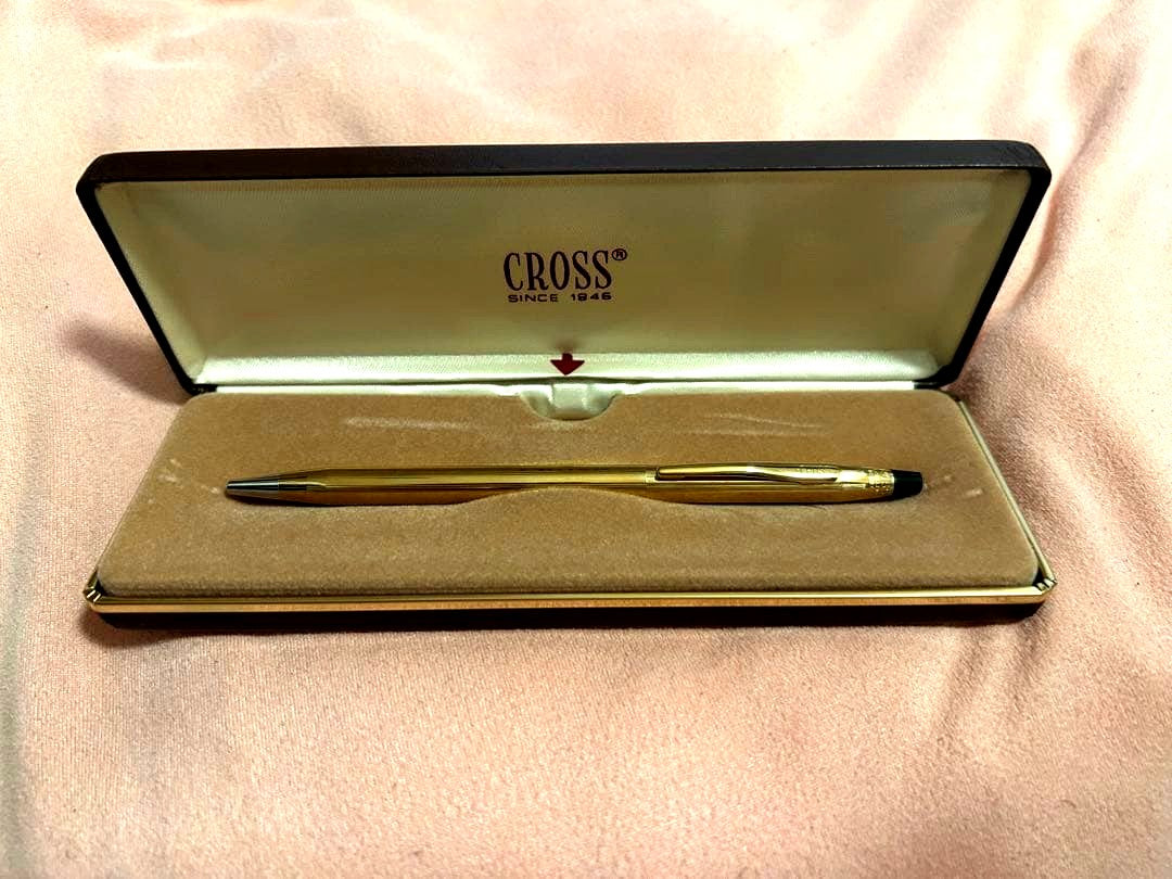 Cross Classic Century 10K Rolled Gold Ballpoint Pen Model 4502 with Brown Case and Manual — Japan Import