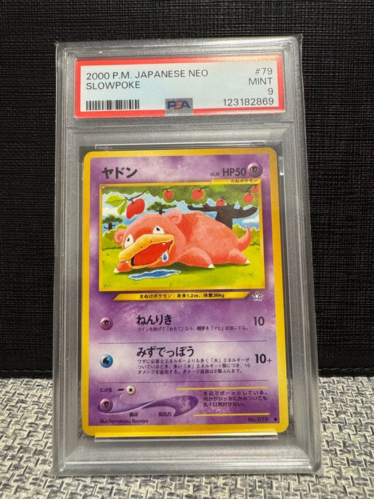 Pokemon Slowpoke PSA9 Japanese Neo Expansion Pack First Edition card in PSA protective pack
