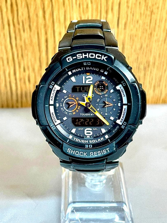 G-Shock Sky Cockpit GW-3500BD-1AJF watch with black and orange design, analog-digital display