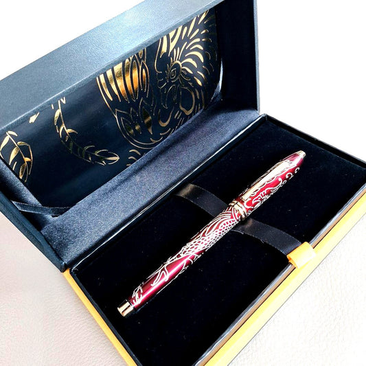 Cross Special Edition Year of the Rooster 2017 red lacquer cap ballpoint pen with gold plating and Swarovski crystals