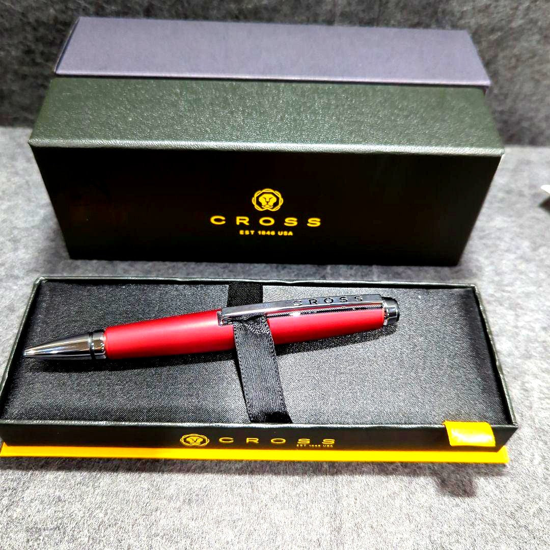 Cross Edge AT0555-7 refillable red slide open/close body board with rollerball pen and premium gift box