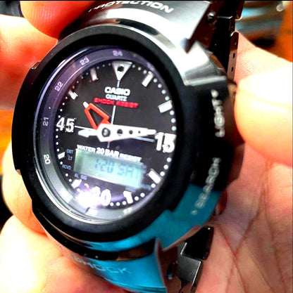 Casio G-Shock AWM-500-1AJF full metal solar powered analog watch with radio time calibration