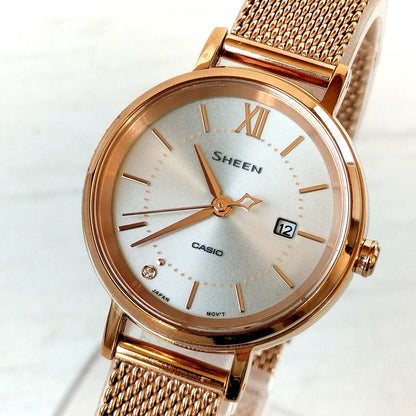 Used Casio Sheen Shs-D300 solar powered watch with sapphire crystal and Milanese band