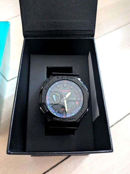 Casio G-Shock Virtual Rainbow Gamer’s RGB Series watch with Nitori engraving, 10 Years Service Commemoration edition