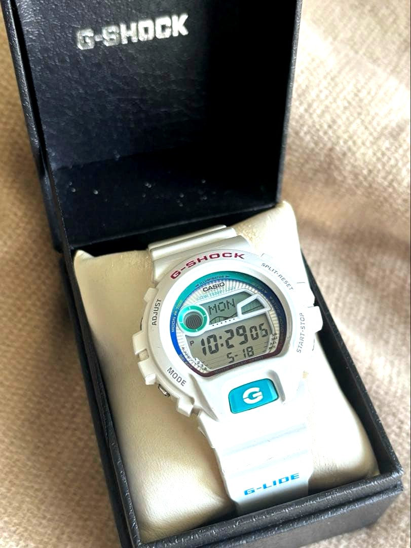 Casio G-Shock G-Lide GLX-6900 digital watch with blue accents and black band Japan import
