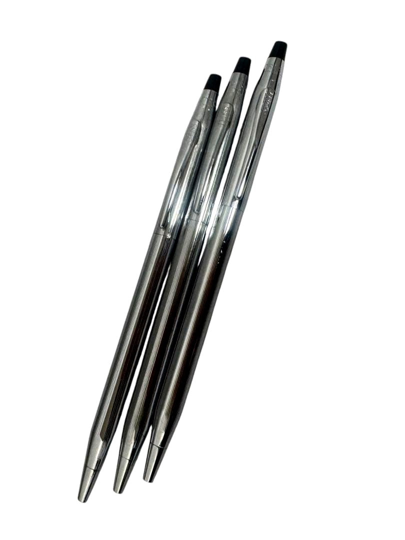 Set of three silver Cross Classic Century ballpoint pens with refills included