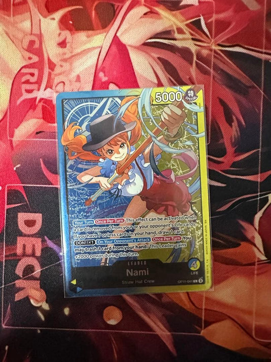 One Piece Monkey D. Luffy OP11-041 blue and yellow leader parallel trading card