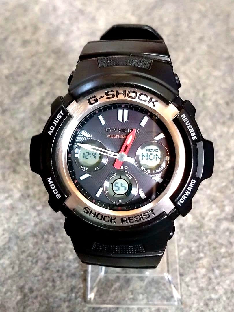 Casio G-Shock Tough Solar AWG-M100-1AJF watch with black dial and silicone rubber band