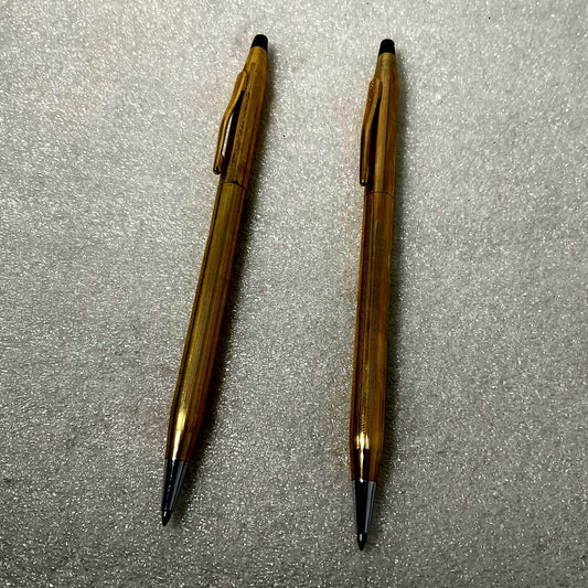 Cross Field Gold Ballpoint Pen set including 12KT and 10KT gold-filled pens made in USA with Cross markings