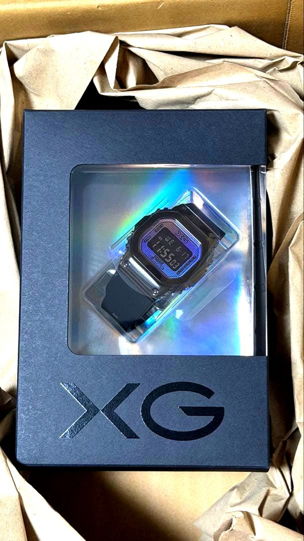 Casio G-Shock XG Series GM-S5600XG-1JR black digital watch with rainbow deposited glass and black resin band