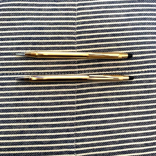 Cross Classic Century ballpoint pen and mechanical pencil set with 10kt gold plated metal bodies