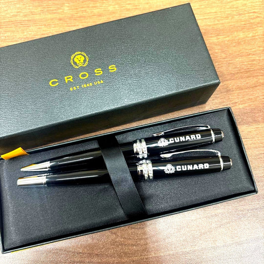 Cunard Cross Dual Ink Pen Set two pens in like new condition with ink supplied shown on white background