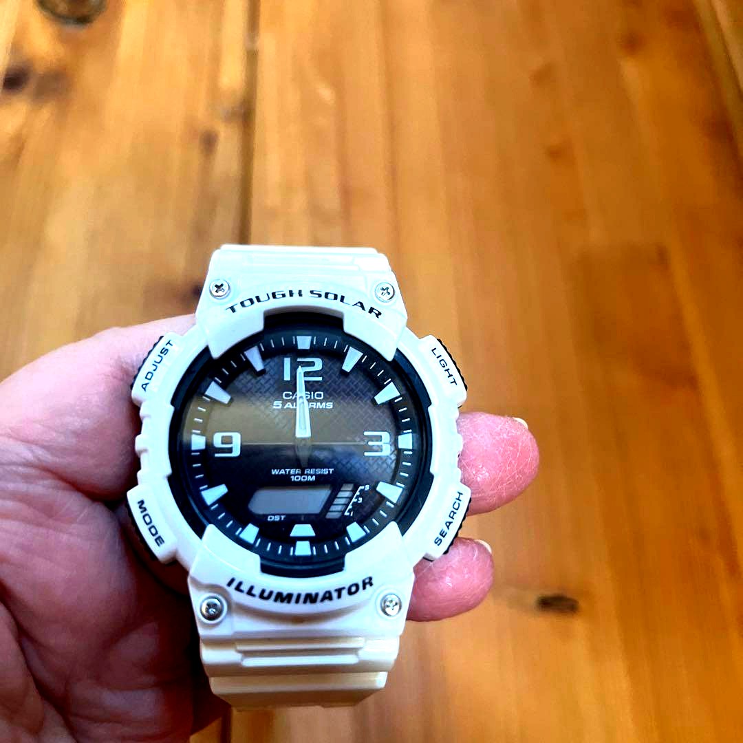 Casio G-Shock Tough Solar white watch with resin band and stainless steel back case