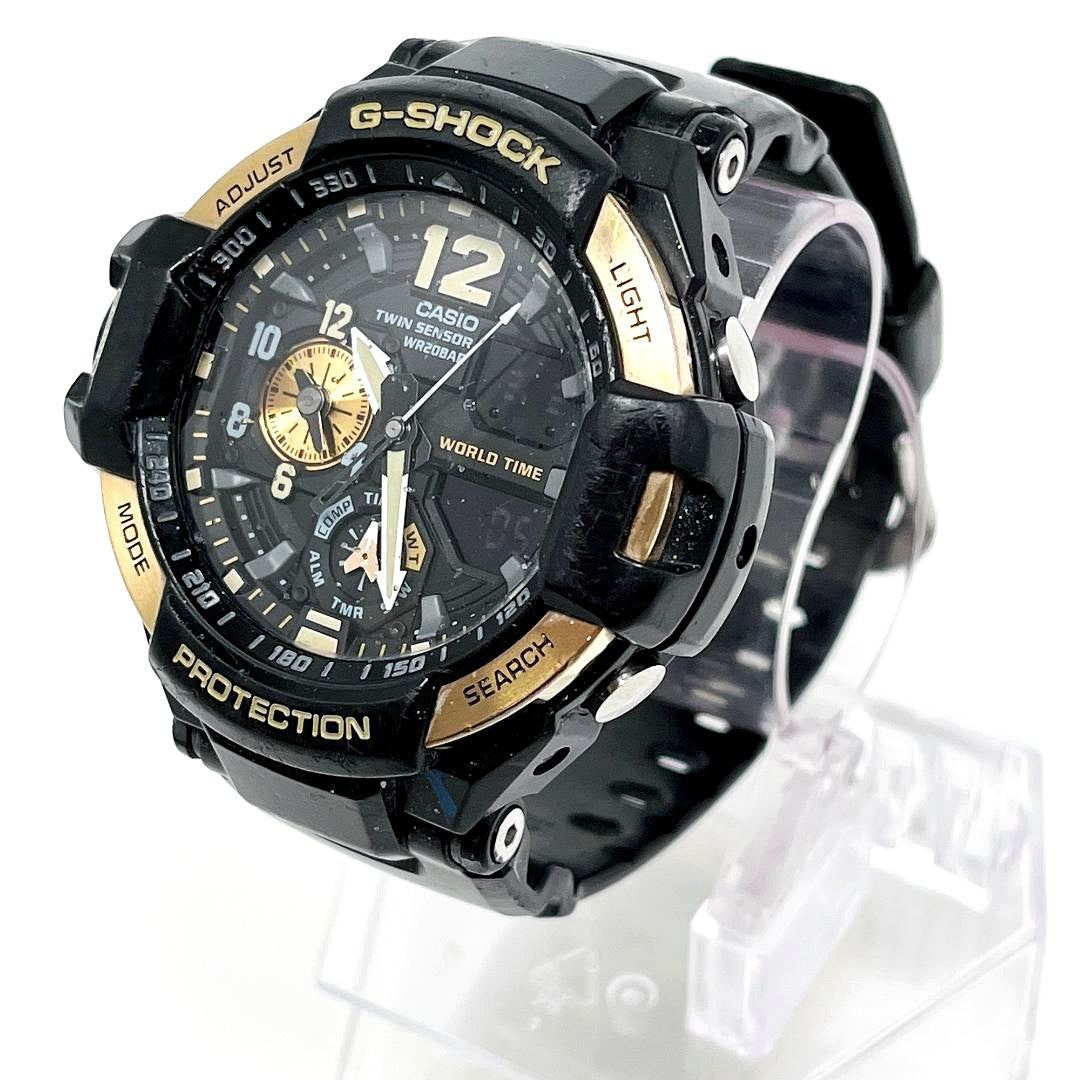 Casio G-Shock Watch GA-1100 with black case showing scratches and stains from storage