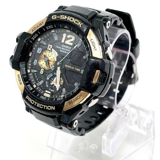 Casio G-Shock Watch GA-1100 with black case showing scratches and stains from storage