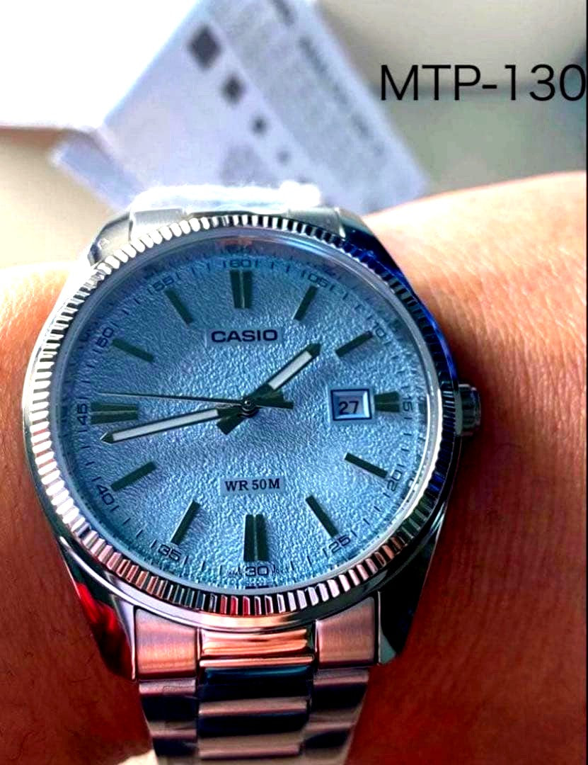 Casio Ice Blue Men’s Quartz Analog Watch with stainless steel case and blue dial