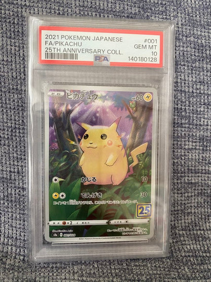 Pokemon Pikachu 25th Anniversary PSA 10 graded card collectible Japan import
