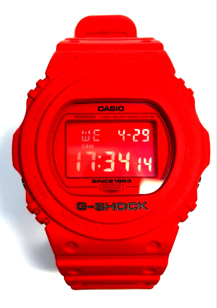 Casio G-Shock 35th Anniversary DW-5735C-4JR Red Out limited edition watch with matte red finish and reverse LCD