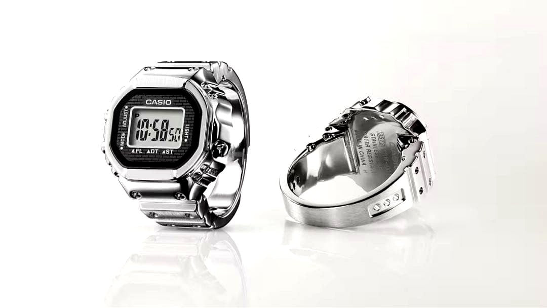 Casio Silver Ring Watch Model CRW-001 in original packaging with box and accessories