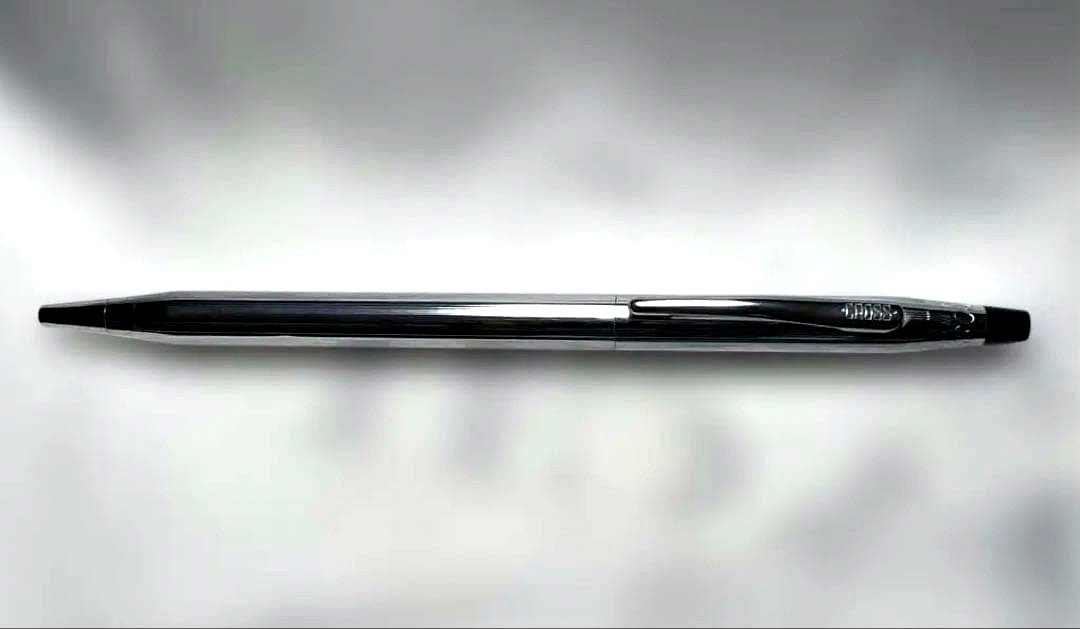 Cross Classic Century old model chrome silver ballpoint pen with metal chrome plating and engraved branding
