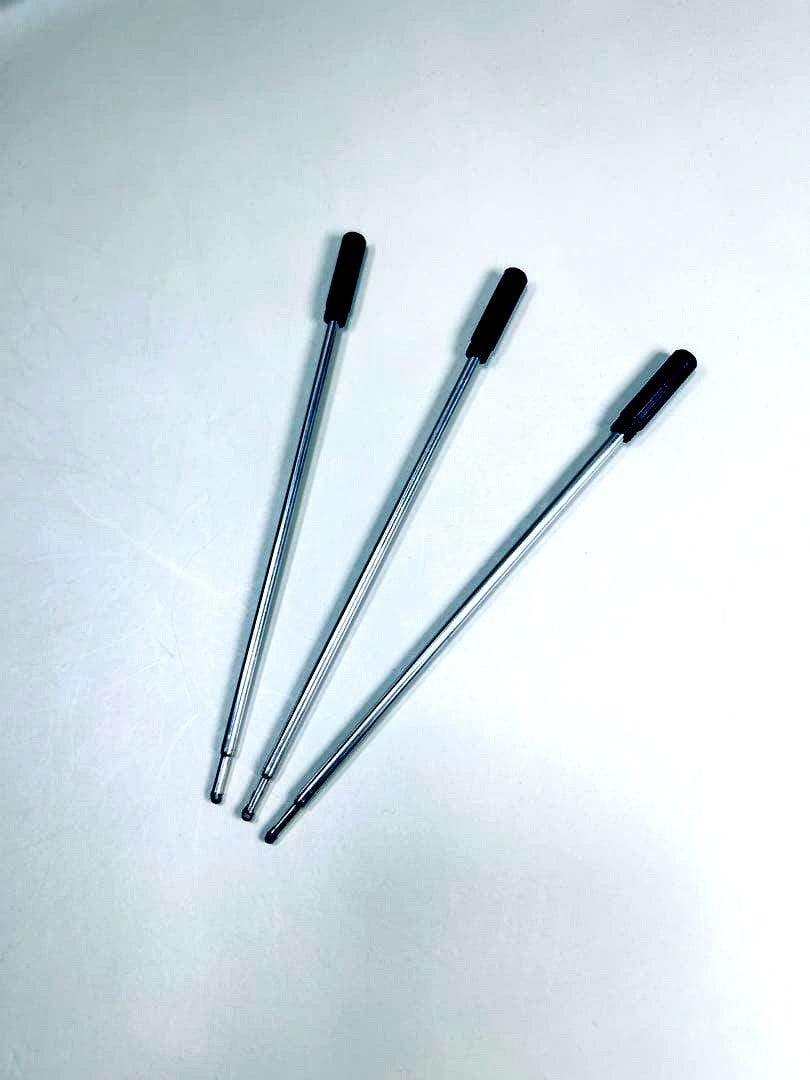 Set of three Cross brand black ballpoint pen ink cartridges 0.7mm medium tip 11.6 cm length