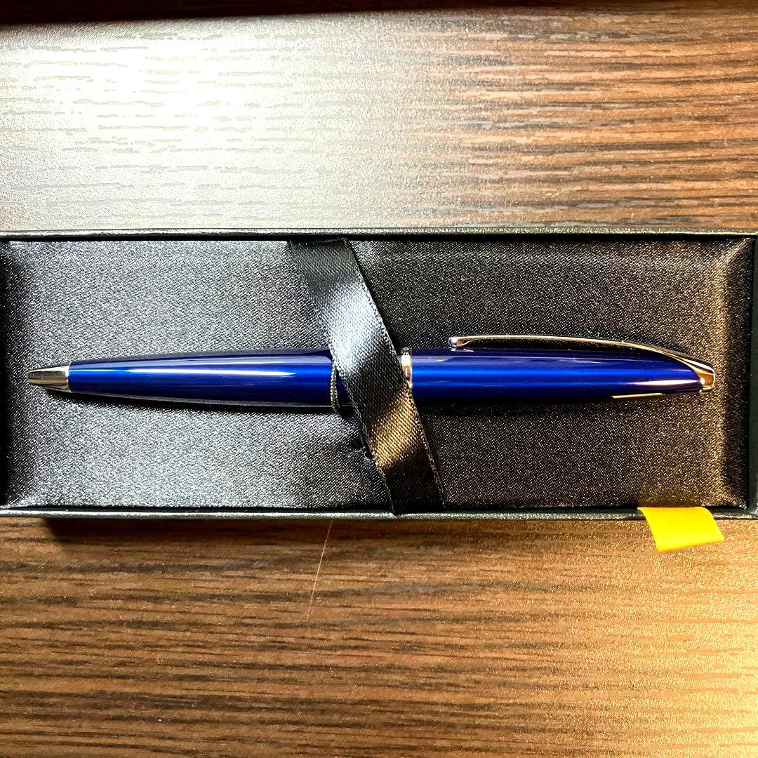 Brand Cross ballpoint pen in black with silver accents shown with a presentation box