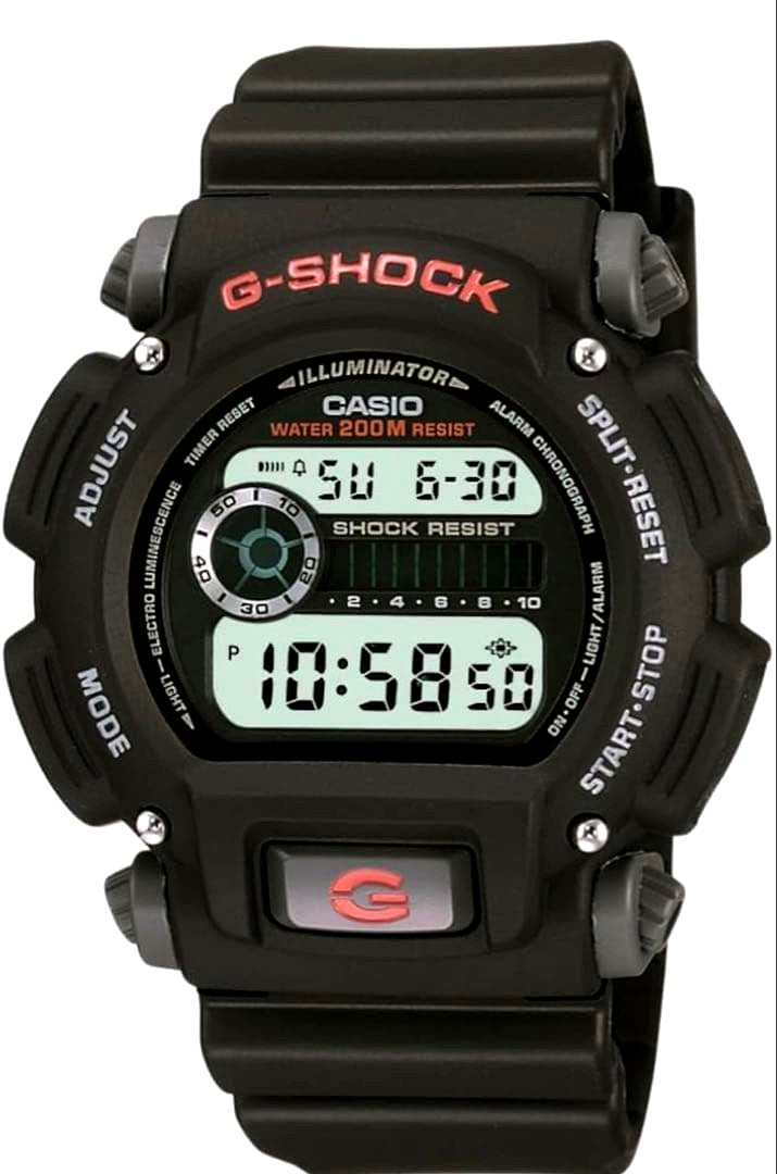 Casio Digital Watch with black rubber band and digital display, water resistant Japan import