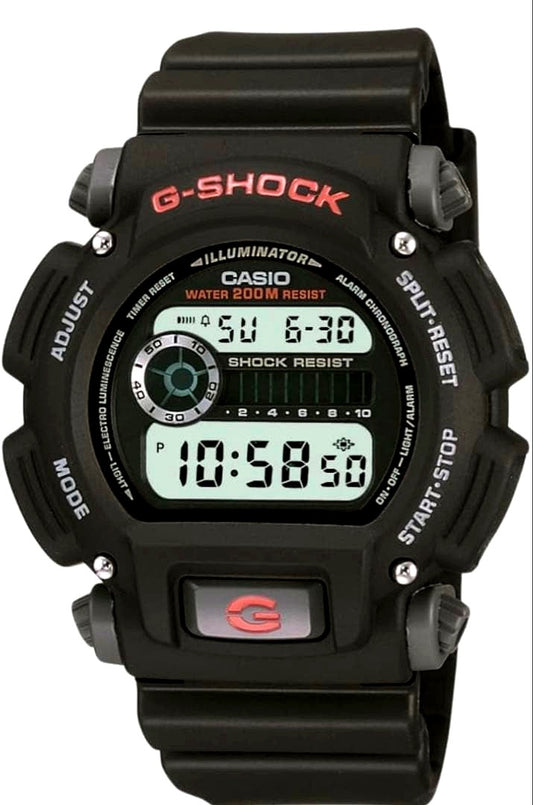 Casio Digital Watch with black rubber band and digital display, water resistant Japan import