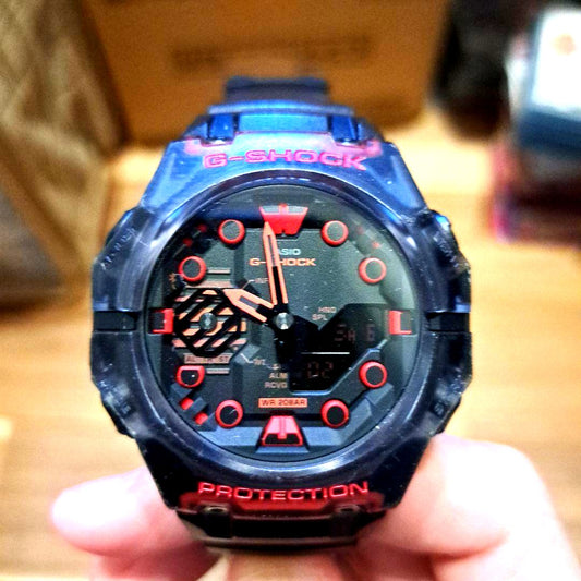 Casio G-Shock GA-B001G-1AJF Bluetooth shock resistant watch with black case and digital-analog display